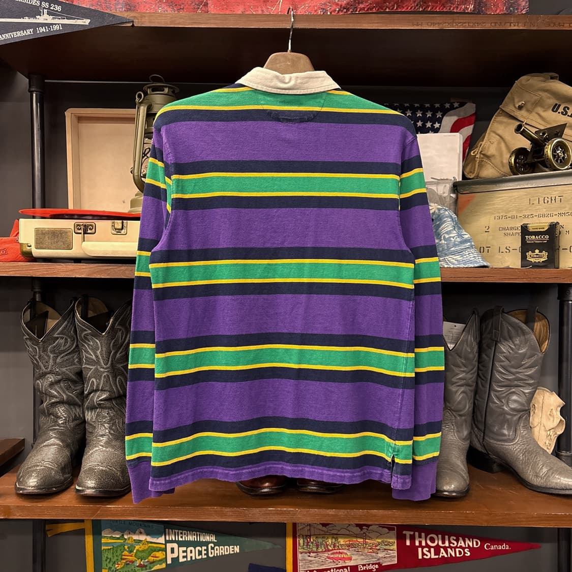 신형라벨 폴로 랄프로렌 멀티컬러 스트라이프 저지 럭비셔츠 퍼플 N913 상품이미지2