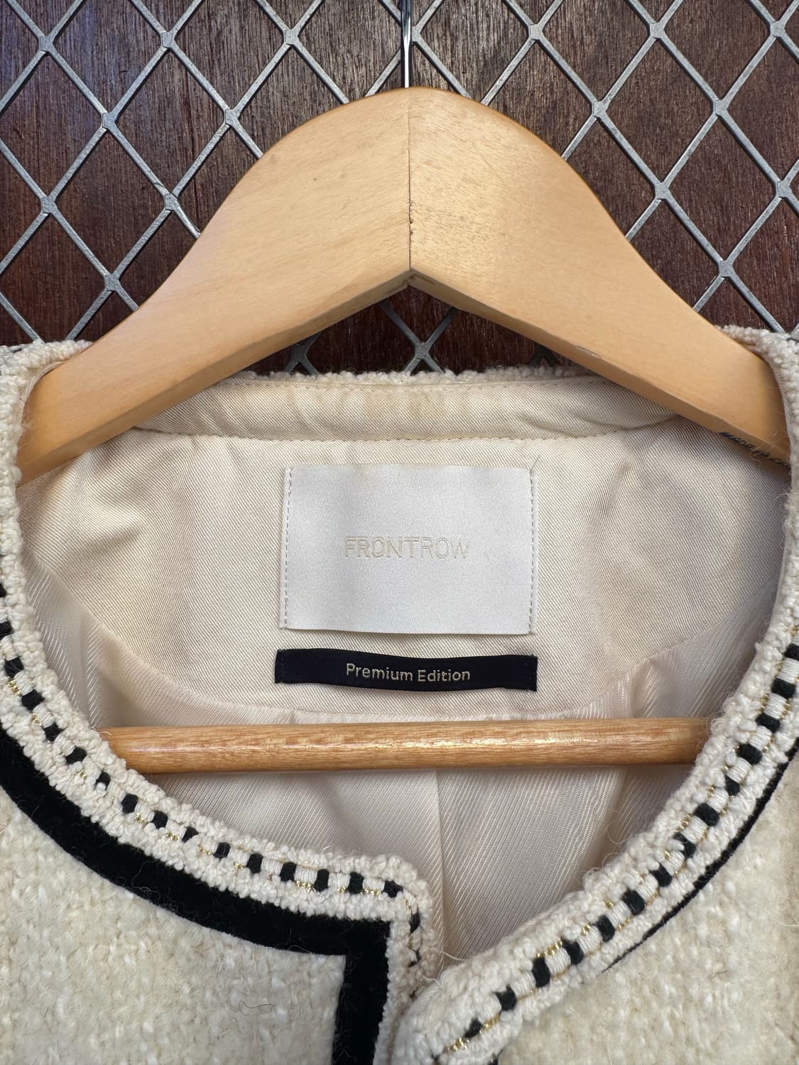 프론트로우 벨벳라이닝 노카라 울 트위드 자켓 S 상품이미지8