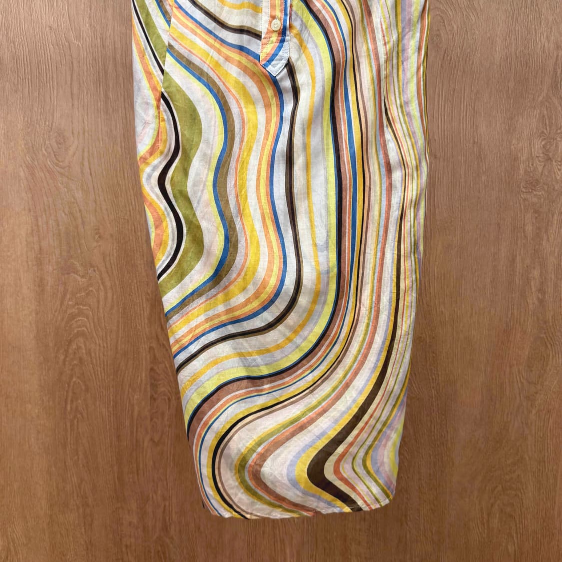 폴스미스 블랙 웨이브 스트라이프 리본 타이 퍼프소매 셔츠 원피스 멀티컬러 상품이미지5