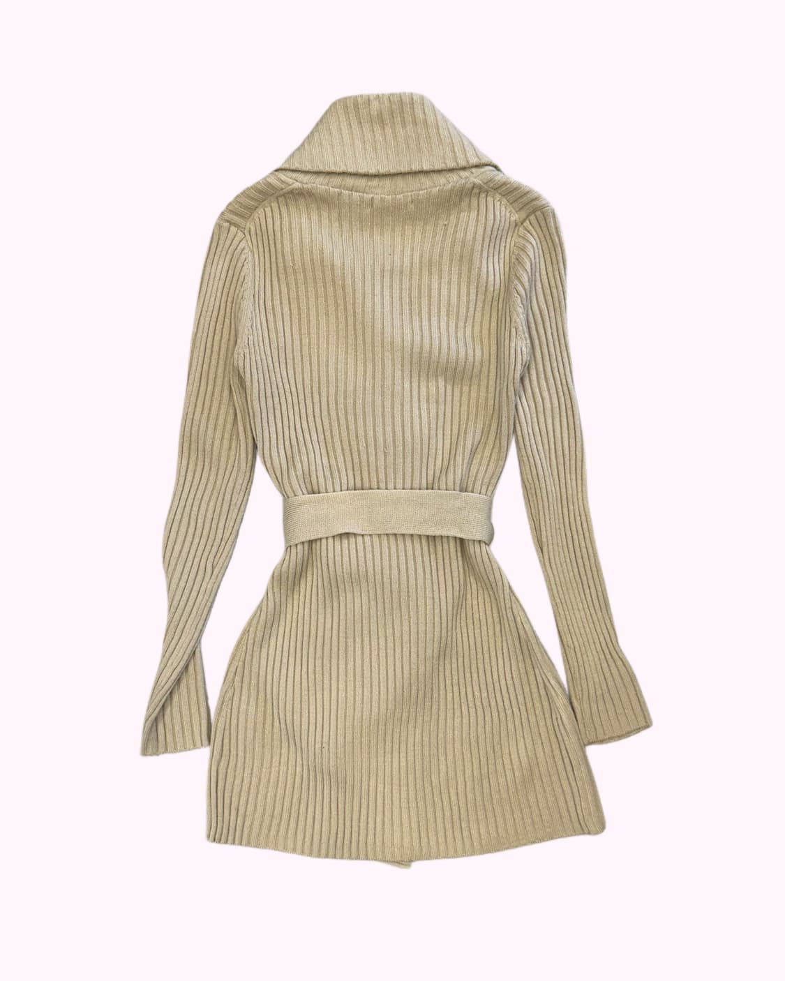 beige ribbed belted knit cardigan 상품이미지5