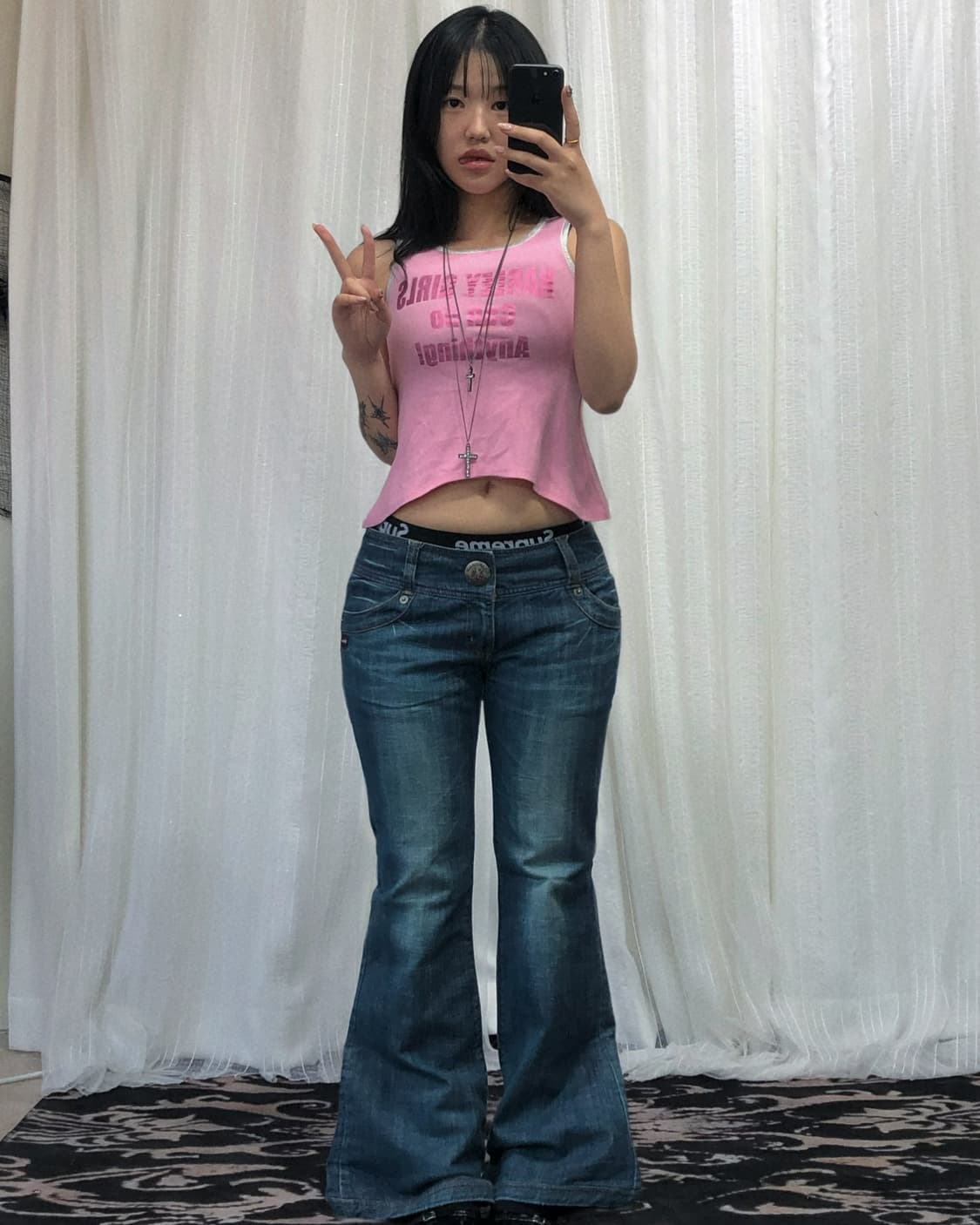 데님 레터링 워싱 부츠컷 팬츠 상품이미지2