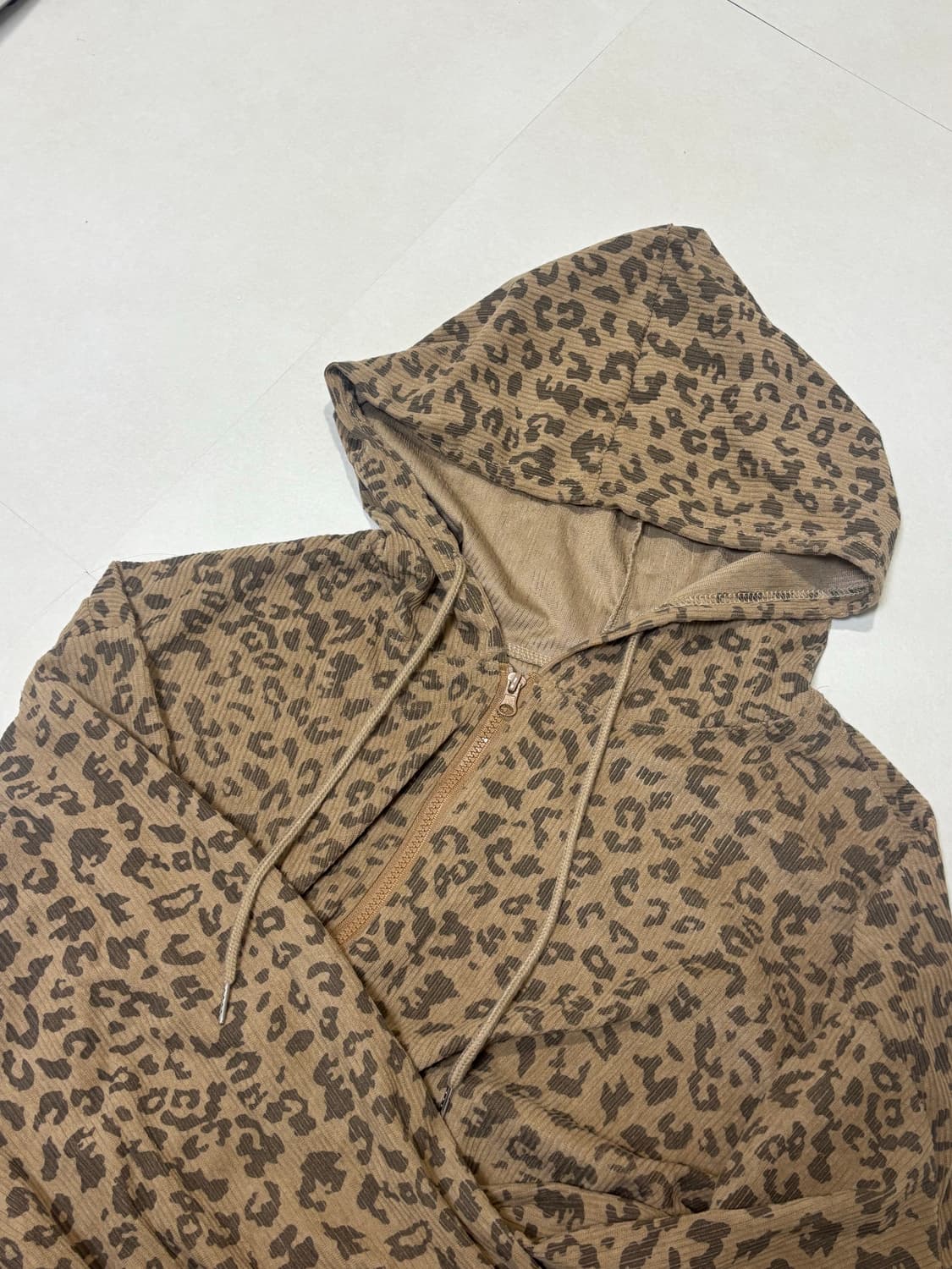 빈티지 호피 갸루 후드 브라운 상품이미지1