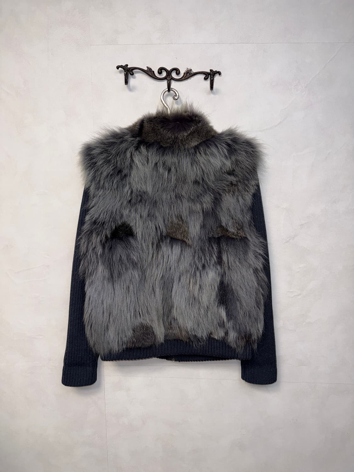 Ash gray fox fur knit zipup 상품이미지3