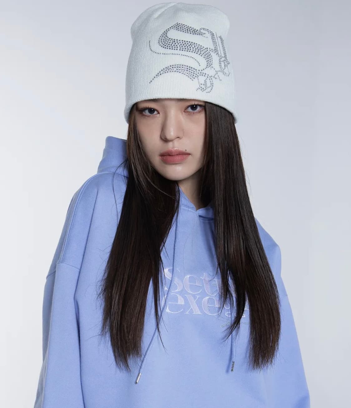 셋업이엑스이 Crystal cubic logo Beanie [Ivory] 상품이미지2