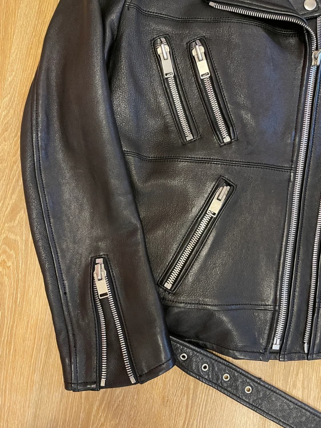 램스킨레더 바이커자켓 블랙/L사이즈 상품이미지4