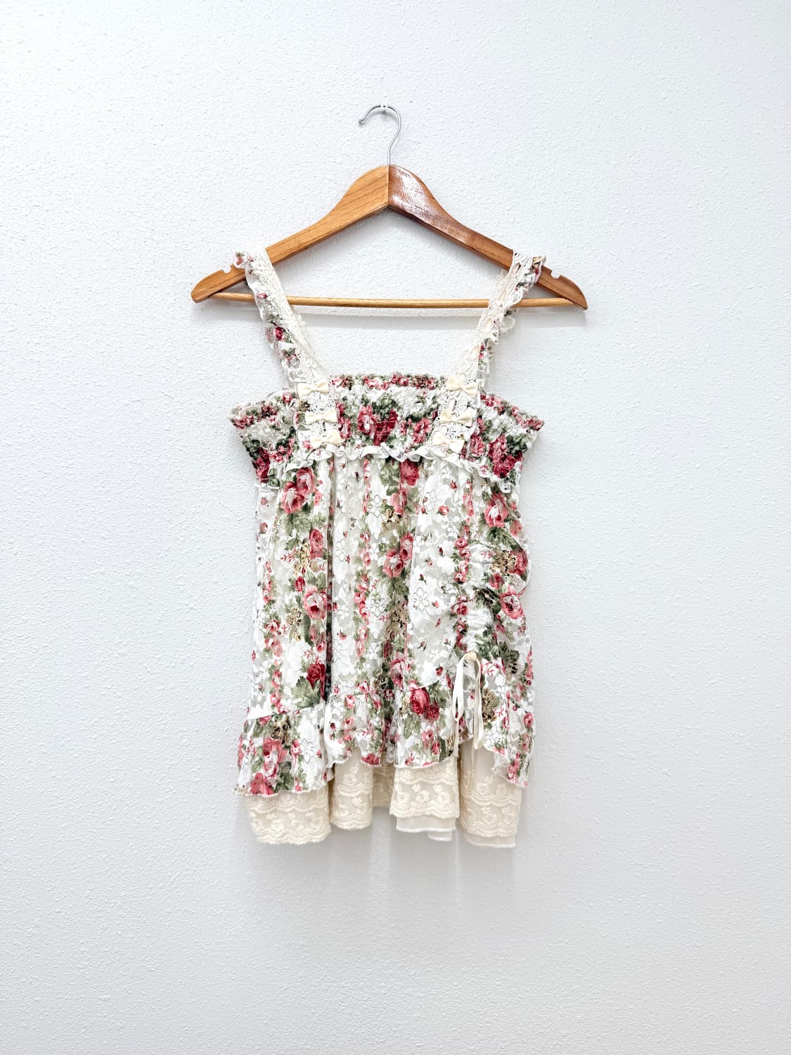 빈티지 Axes Femme 로즈 프릴 리본 슬리브리스 상품이미지1