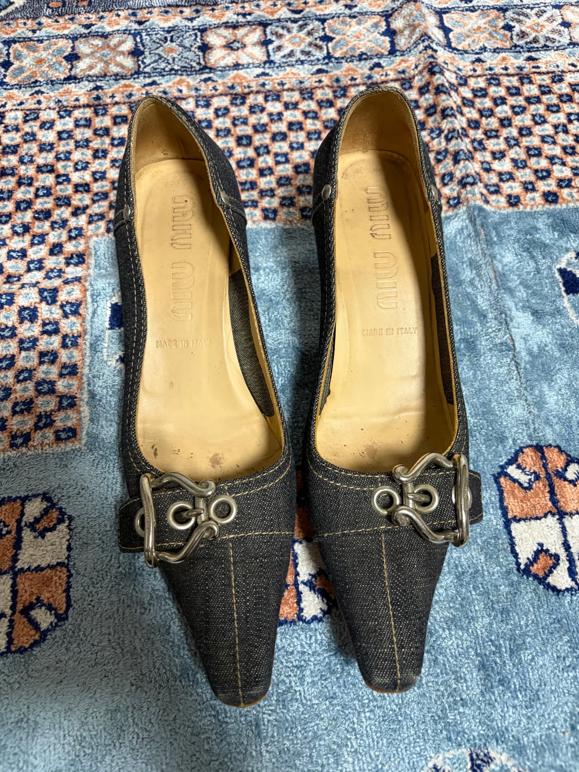 미우미우 빈티지 데님 버클 키튼힐 37 상품이미지1