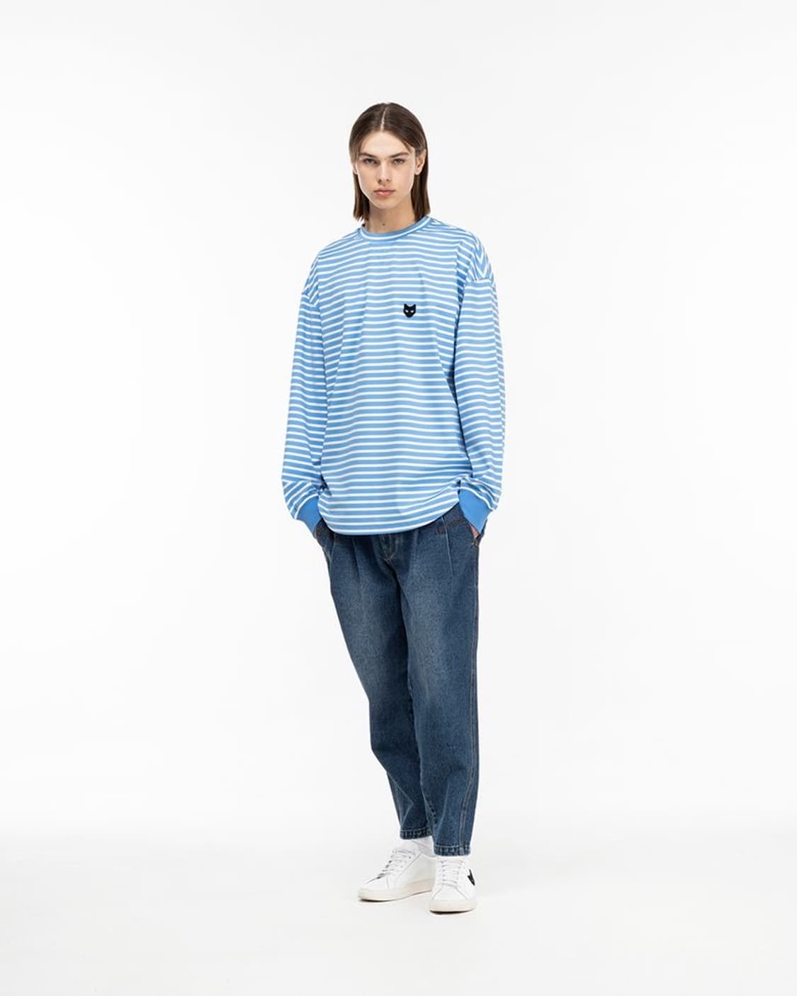  송지오 지제로 슬릿 팬서 롱 슬리브 스카이 블루 티셔츠 s, L 상품이미지2