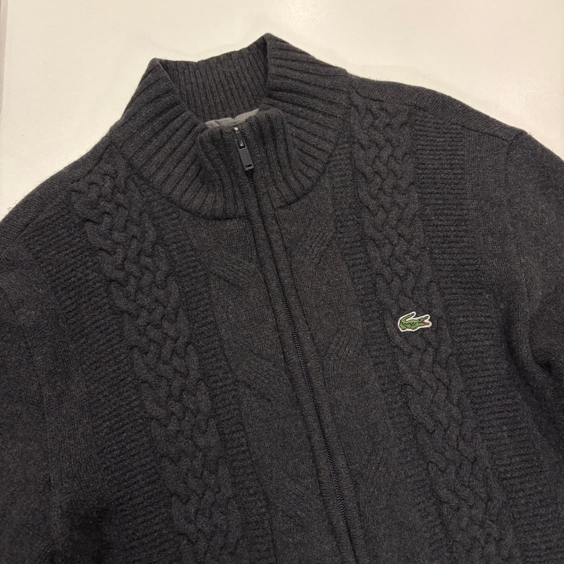 [105] 라코스테 울 케이블 니트 가디건 다크그레이 B938 상품이미지3