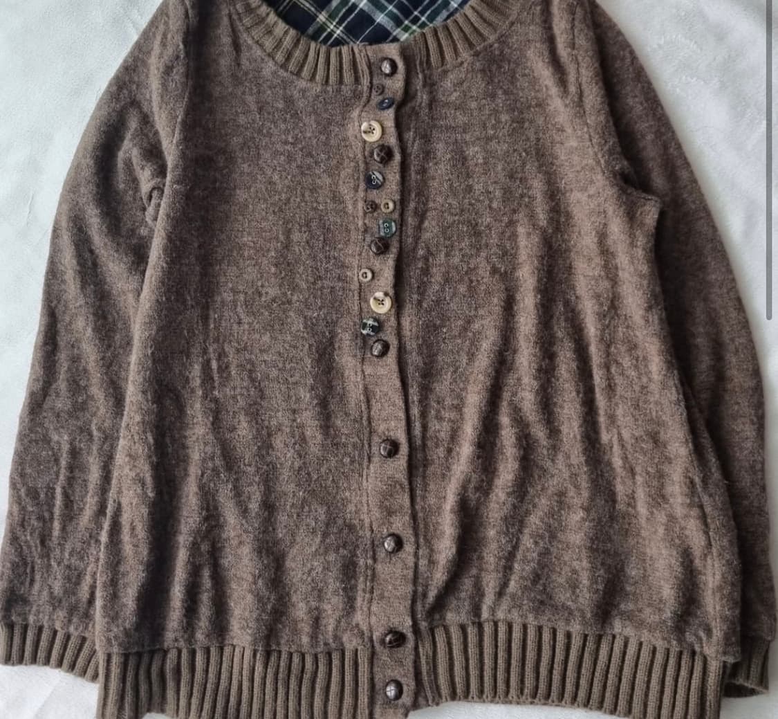 빈티지 모리걸 하구미 단추 초코가디건 상품이미지1