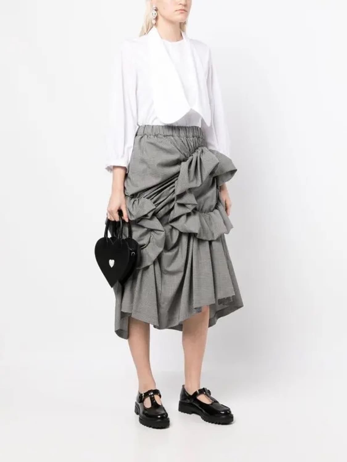 23ss 느와케이니노미야 꼼데가르송 체크 플라워 스커트xs 상품이미지3