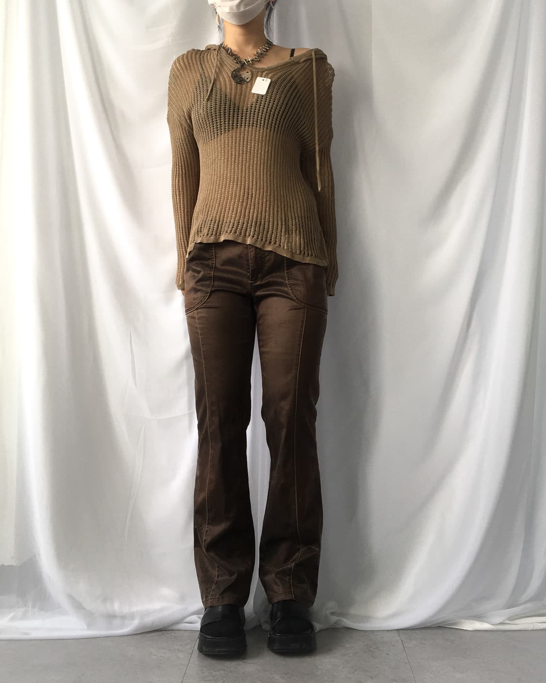 Khaki brown net hood 상품이미지8