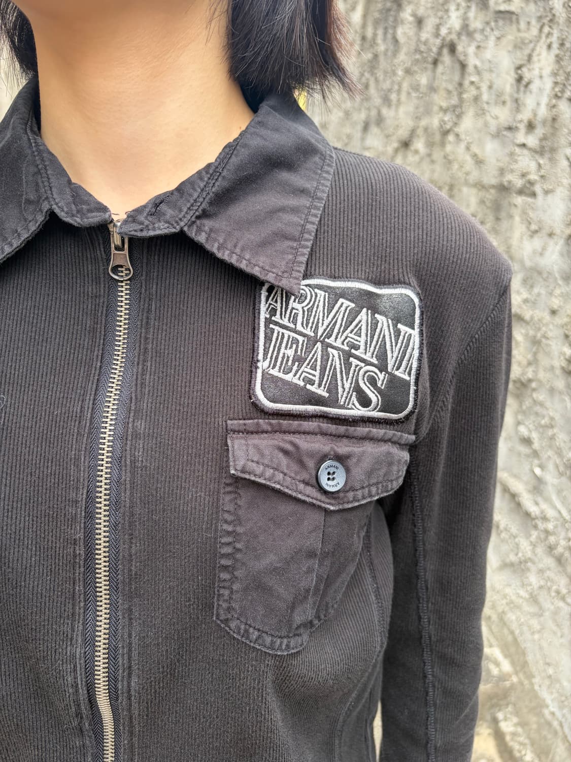 Armani Jeans 빅 로고 패치 골지 투웨이 집업 자켓 M 상품이미지1