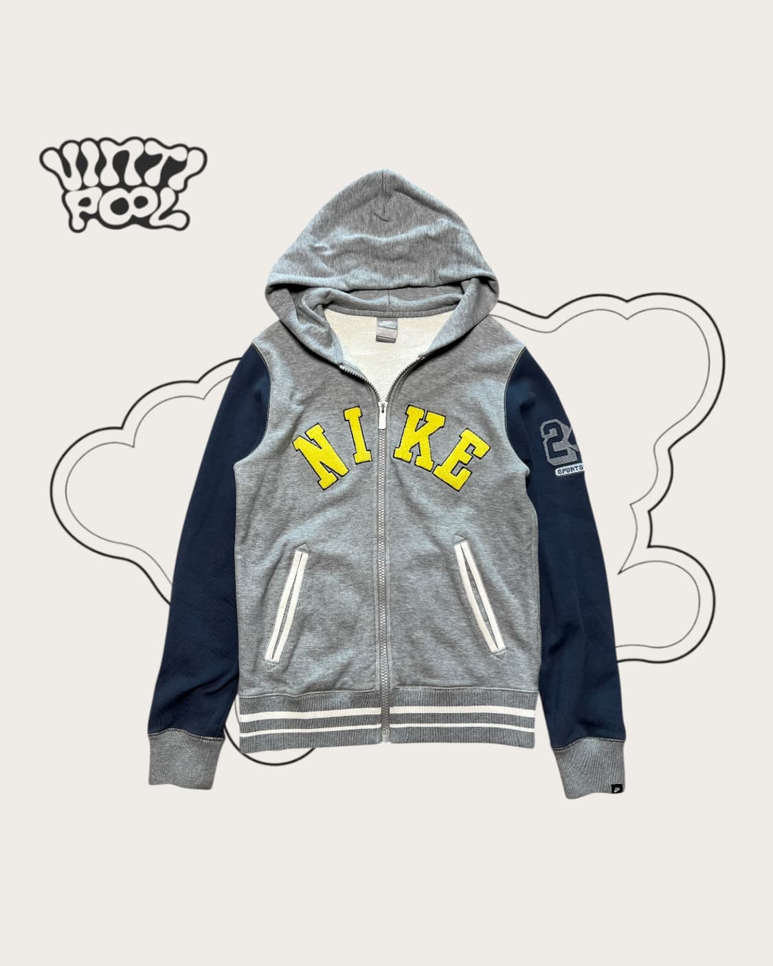 나이키 패치 후드집업 S 배색 그레이 상품이미지1
