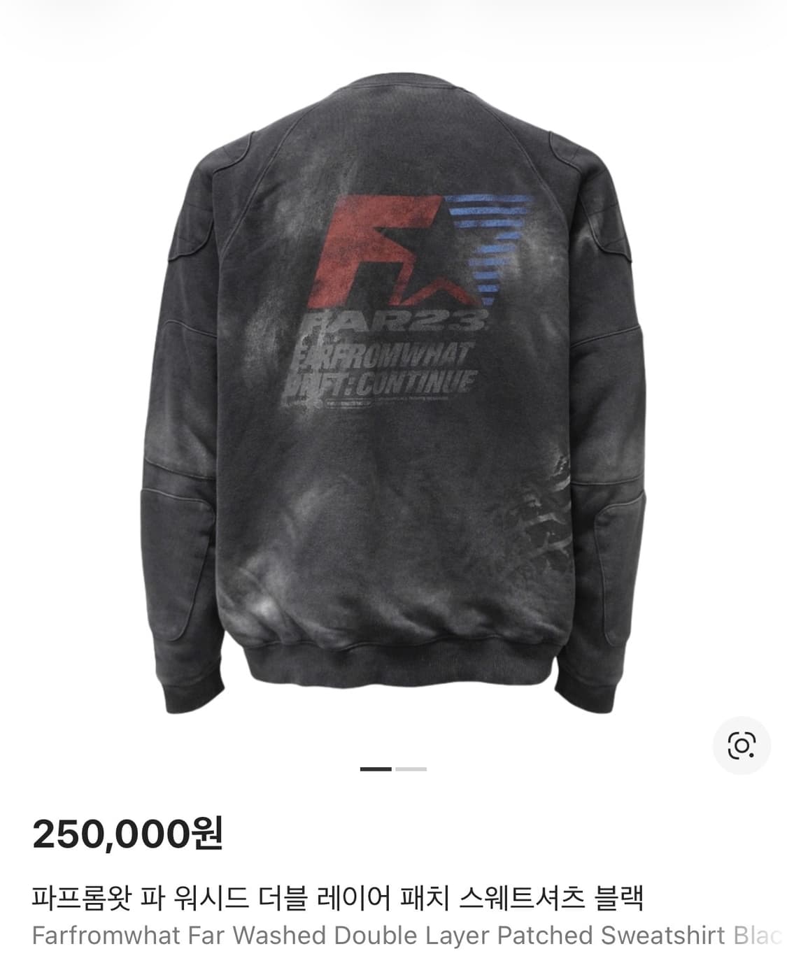 [1] 파프롬왓 파 워시드 더블 레이어 패치 스웨트셔츠 블랙 상품이미지1