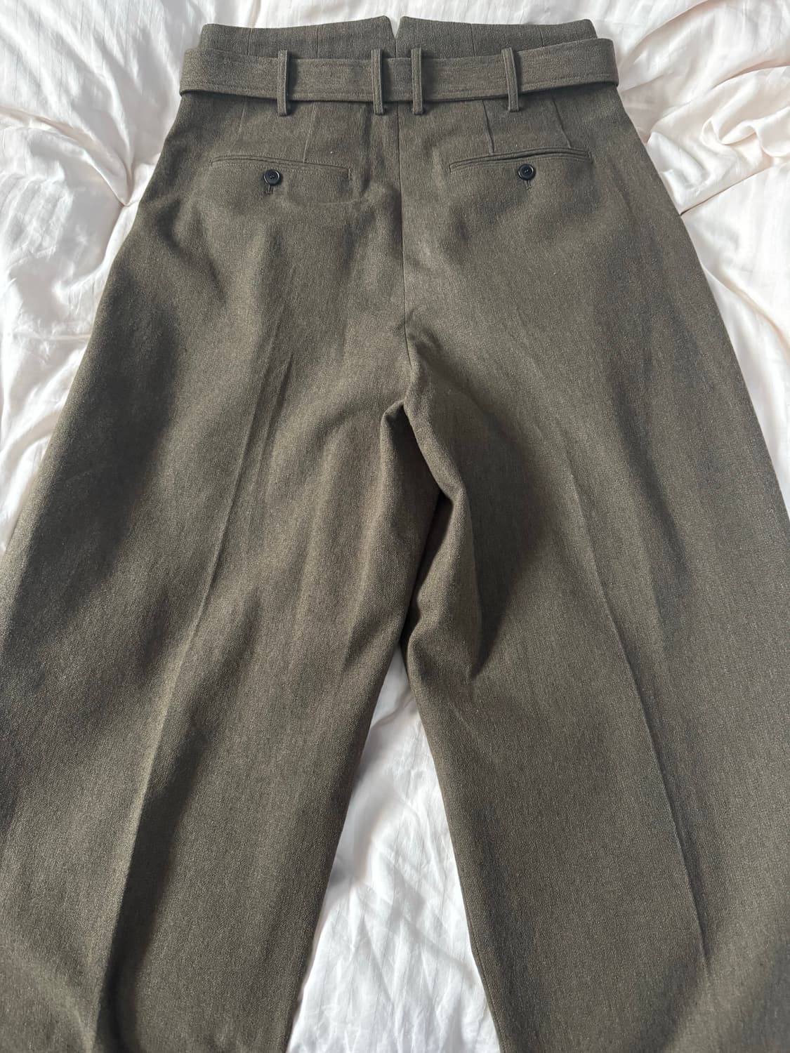 렉토 24fw 하이웨스트 벨티드 팬츠 카키 m 상품이미지2