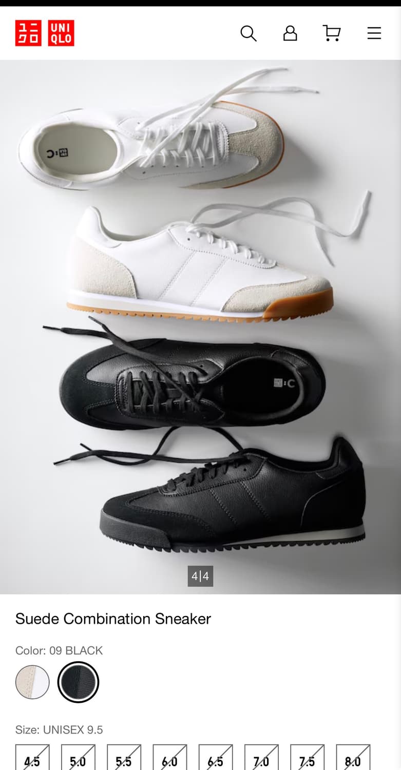 유니클로 C스웨이드 콤비 스니커즈 블랙 상품이미지2