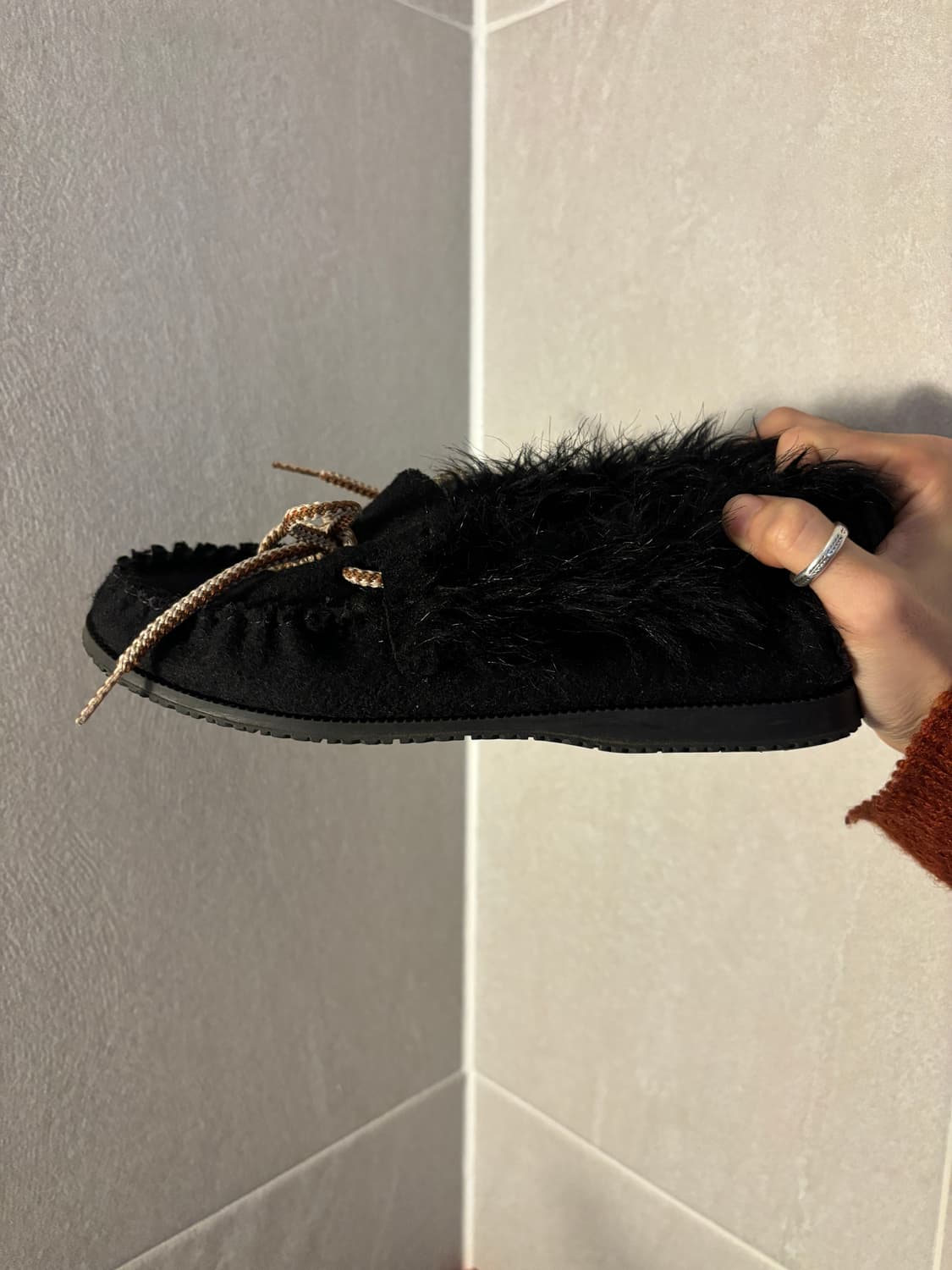 Amimoc 니트 퍼 플랫슈즈 상품이미지3