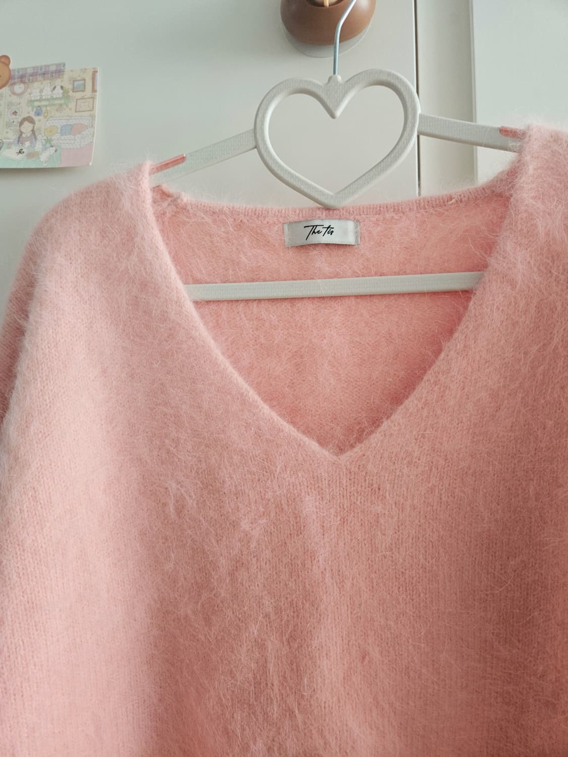 더티스 앙고라 브이넥 니트 핑크 상품이미지8