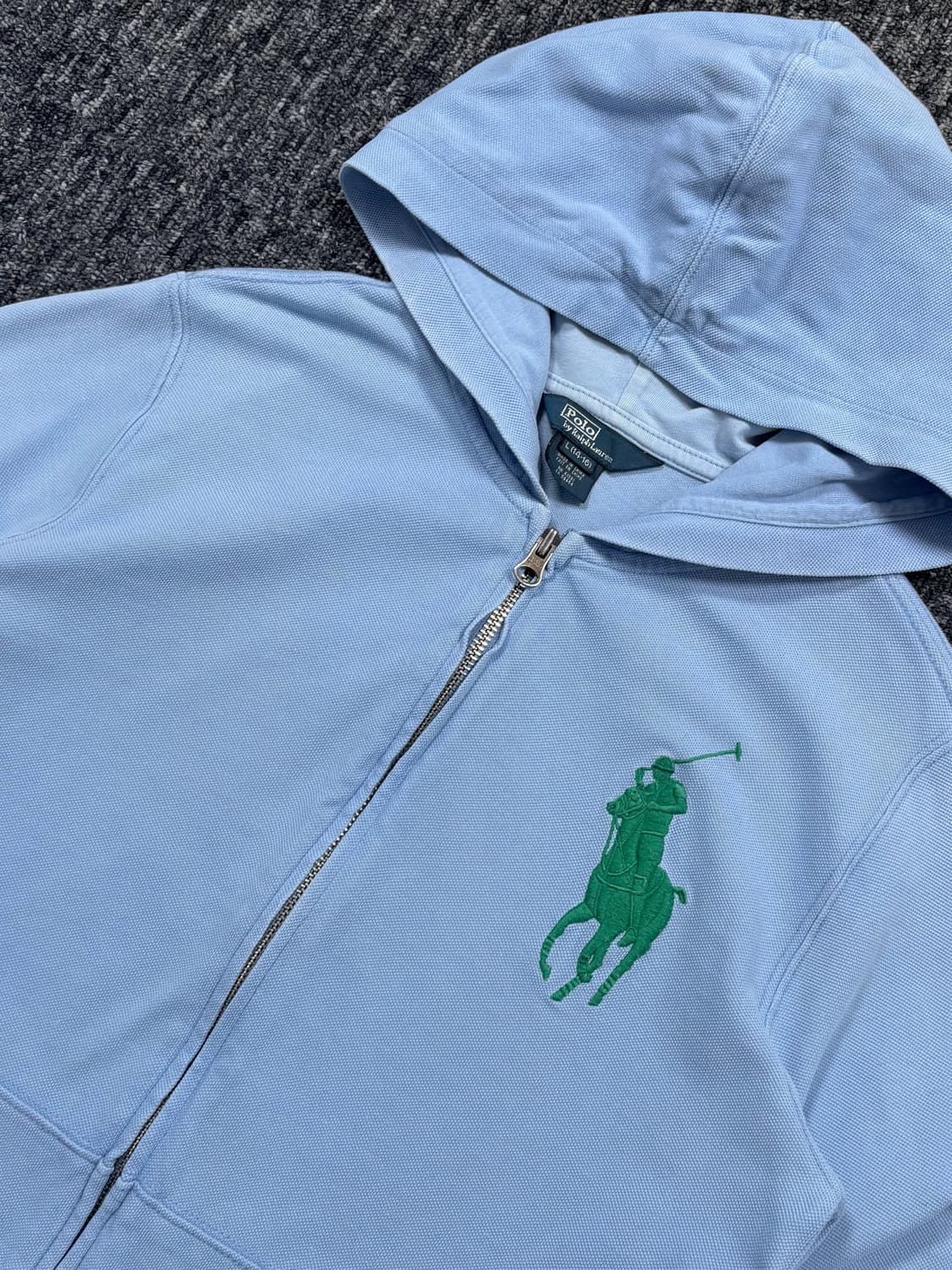 폴로 빅포니 블루 후드집업 상품이미지4