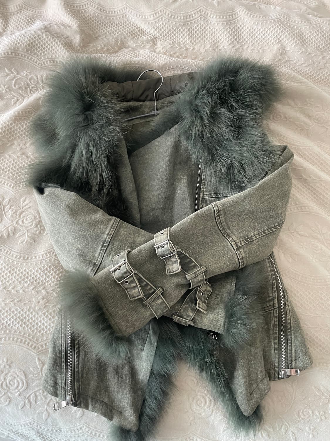 vintage fur denim hoodie jacket 상품이미지4