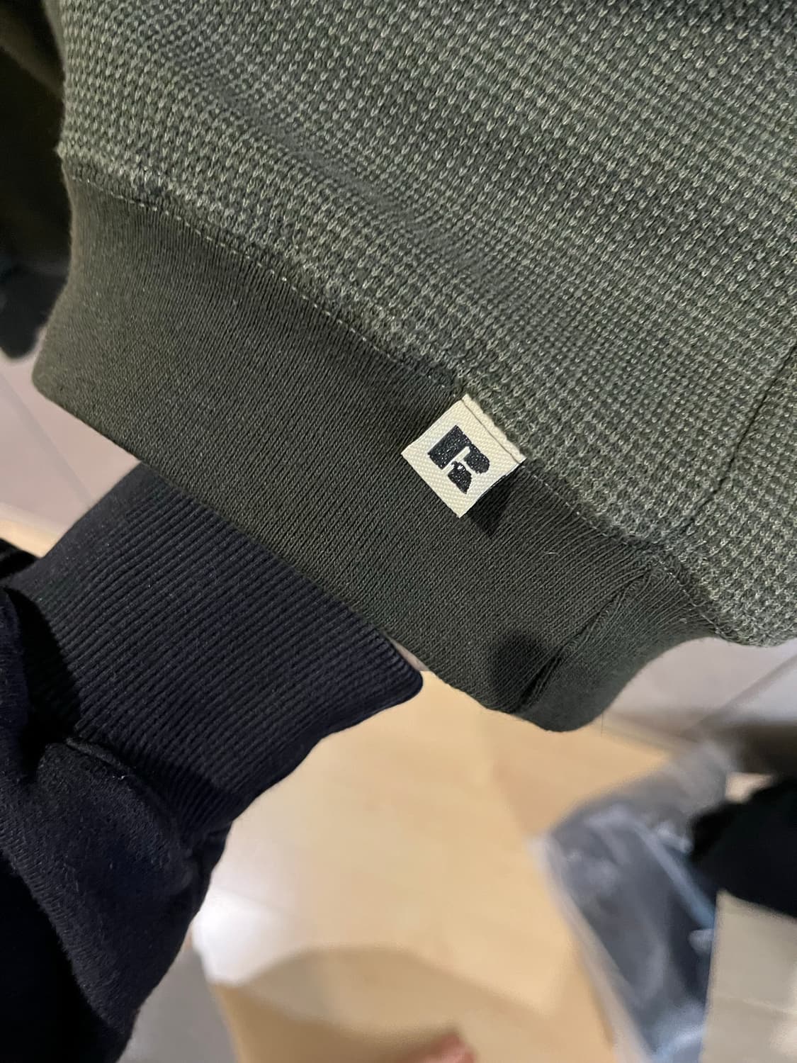 [L] 90s 러셀 와플 브이넥 스웻 그린 상품이미지4