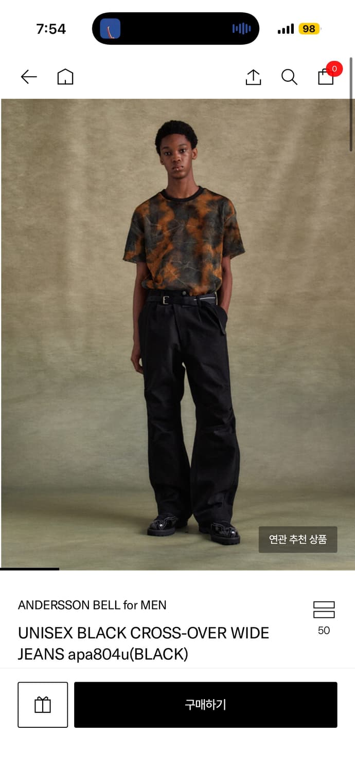 Andersonbell BLACK CROSSOVER WIDE JEANS 상품이미지1