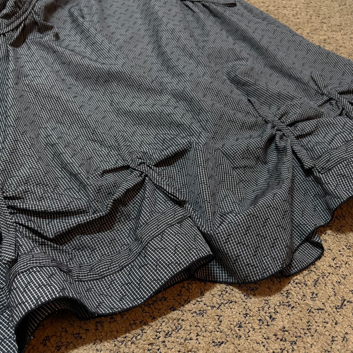 체크 셔링 벌룬 원피스 (L) 상품이미지5