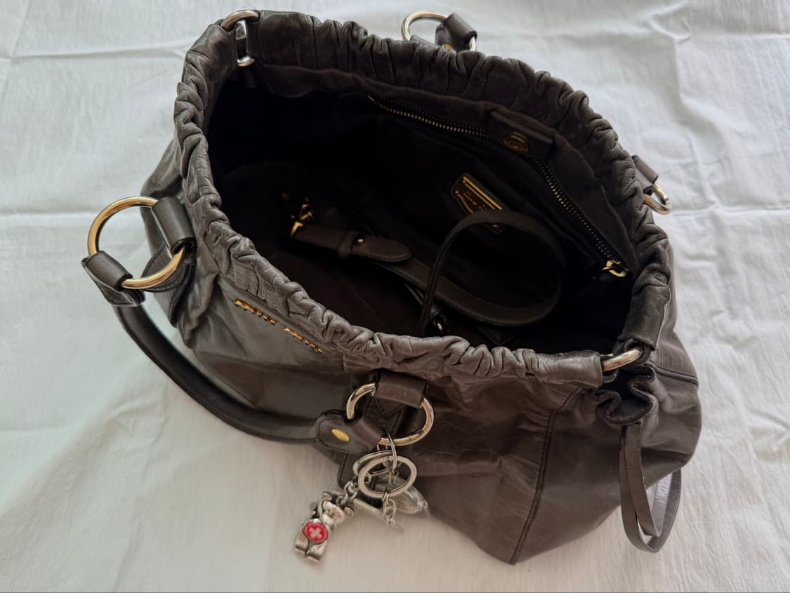 Vintage MiuMiu Vitello Satchel Bag 그레이 상품이미지4