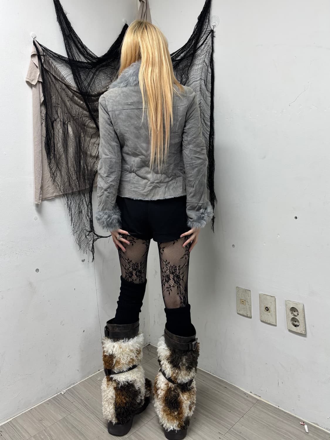 Y2K Grey Fur Trimming Jacket 상품이미지3