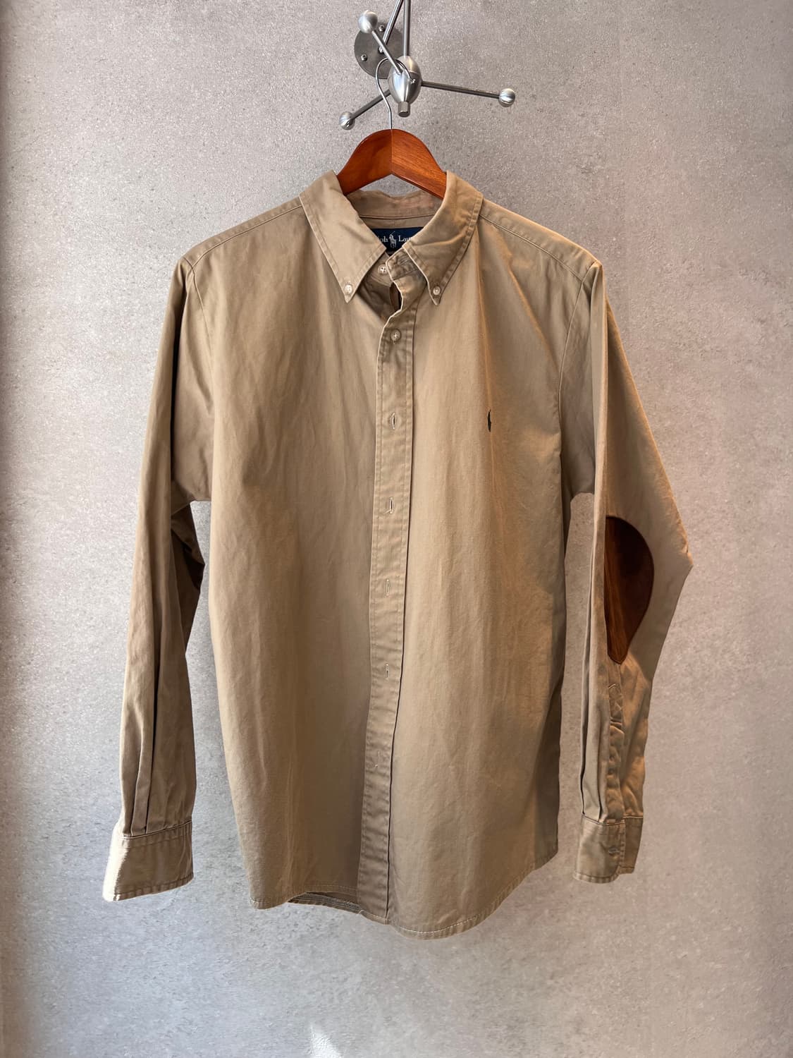 폴로 랄프 로렌 엘보우 패치 코튼 셔츠 브라운 XL 상품이미지1