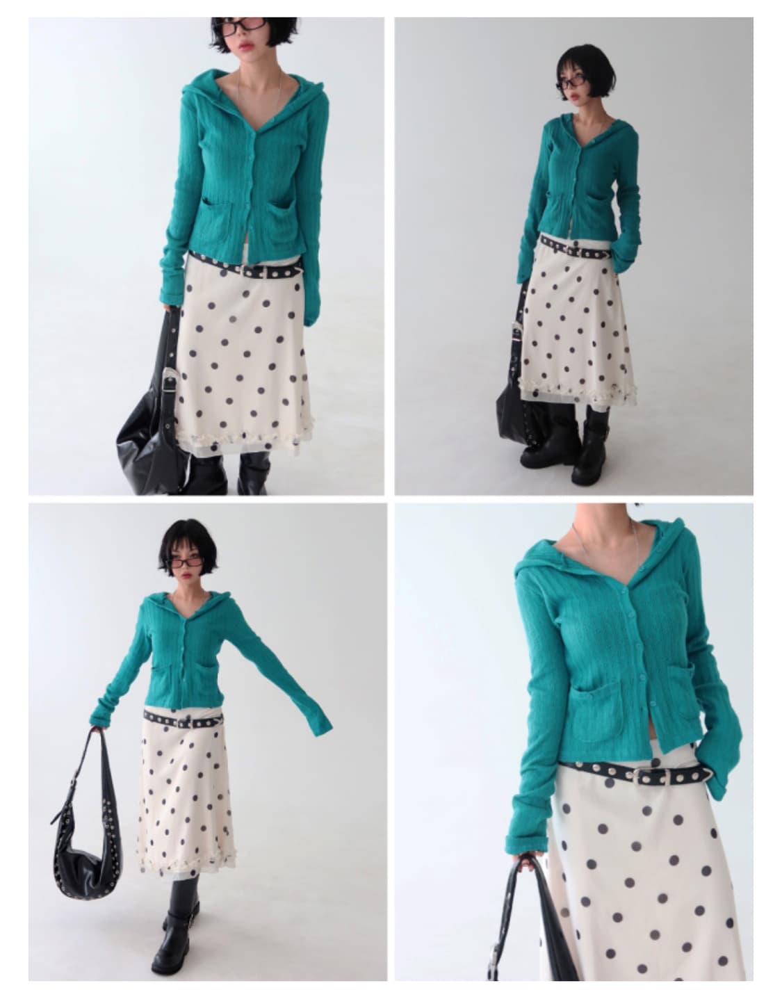 지그재그 딜라잇제이 후드가디건 도트 스커트 코디세트 상품이미지1