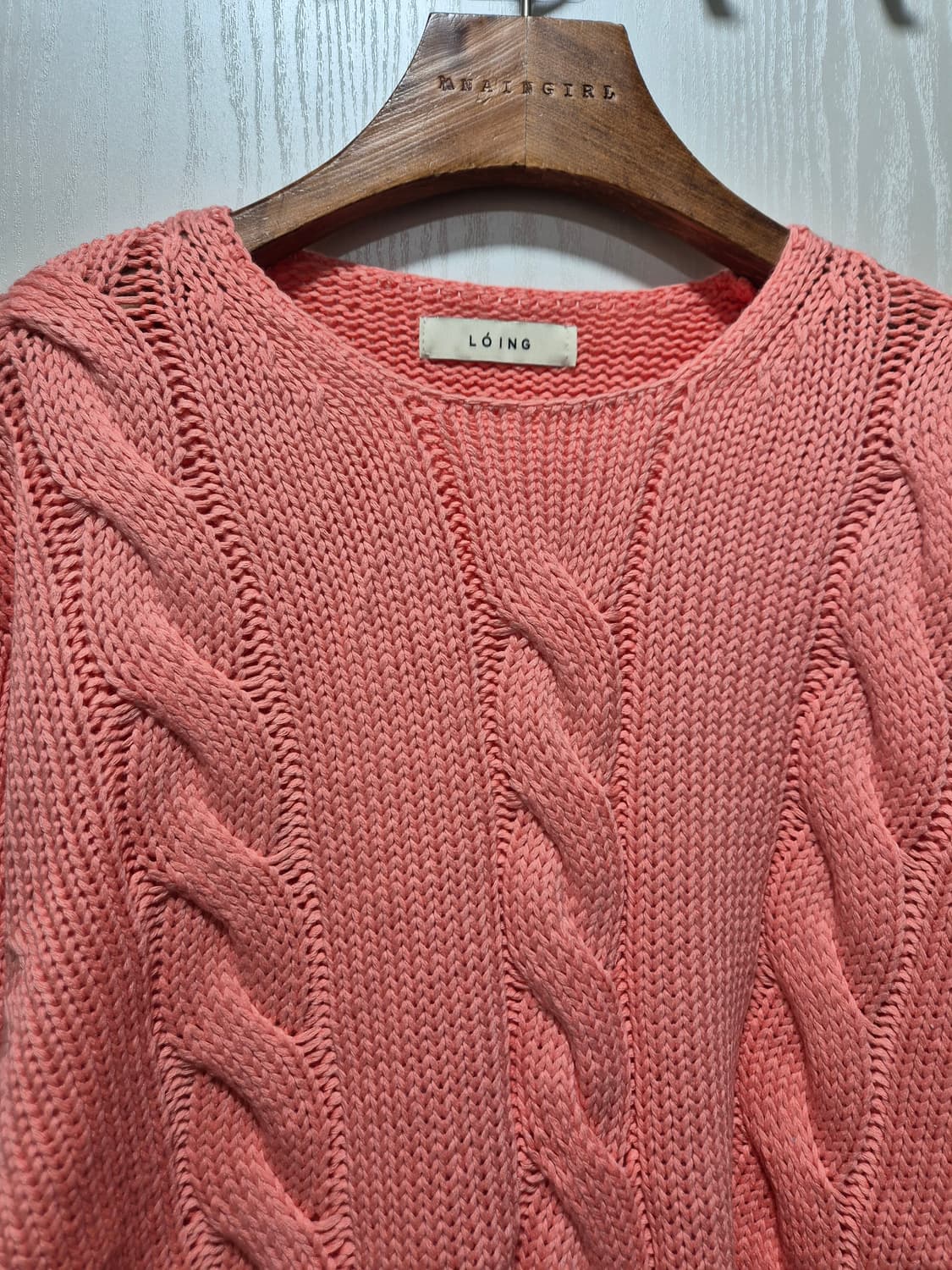 빈티지 꽈배기 봄 니트 코랄 핑크 상품이미지2