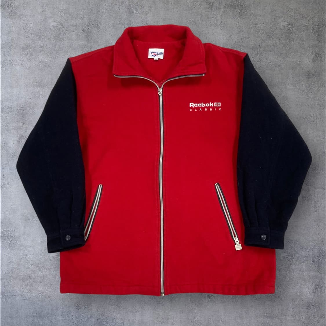 리복 레드 믹스 컬러 스몰 로고 올드스쿨 모직 자켓 상품이미지1