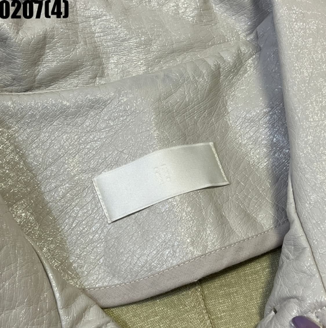 [F] 빈티지 아이보리색 에나멜 레자 가죽 코트 0207(4) 상품이미지3