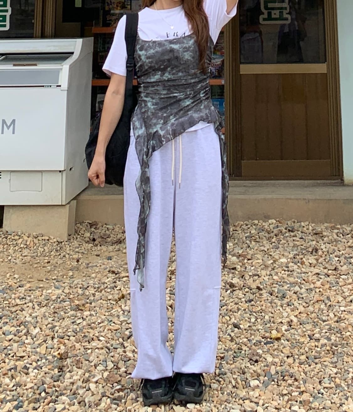 KULU STUDIO 빈티지 패턴 언발란스 프릴 탑 나시 상품이미지10