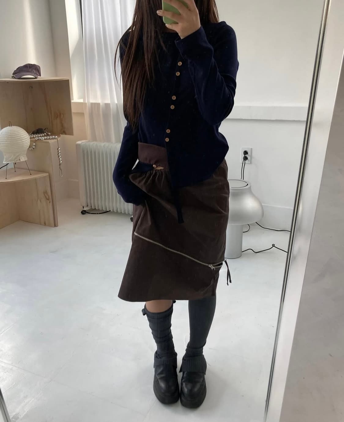 인앤양인하모니 슬릿 스커트 브라운 yinandyang slit skirt 상품이미지3