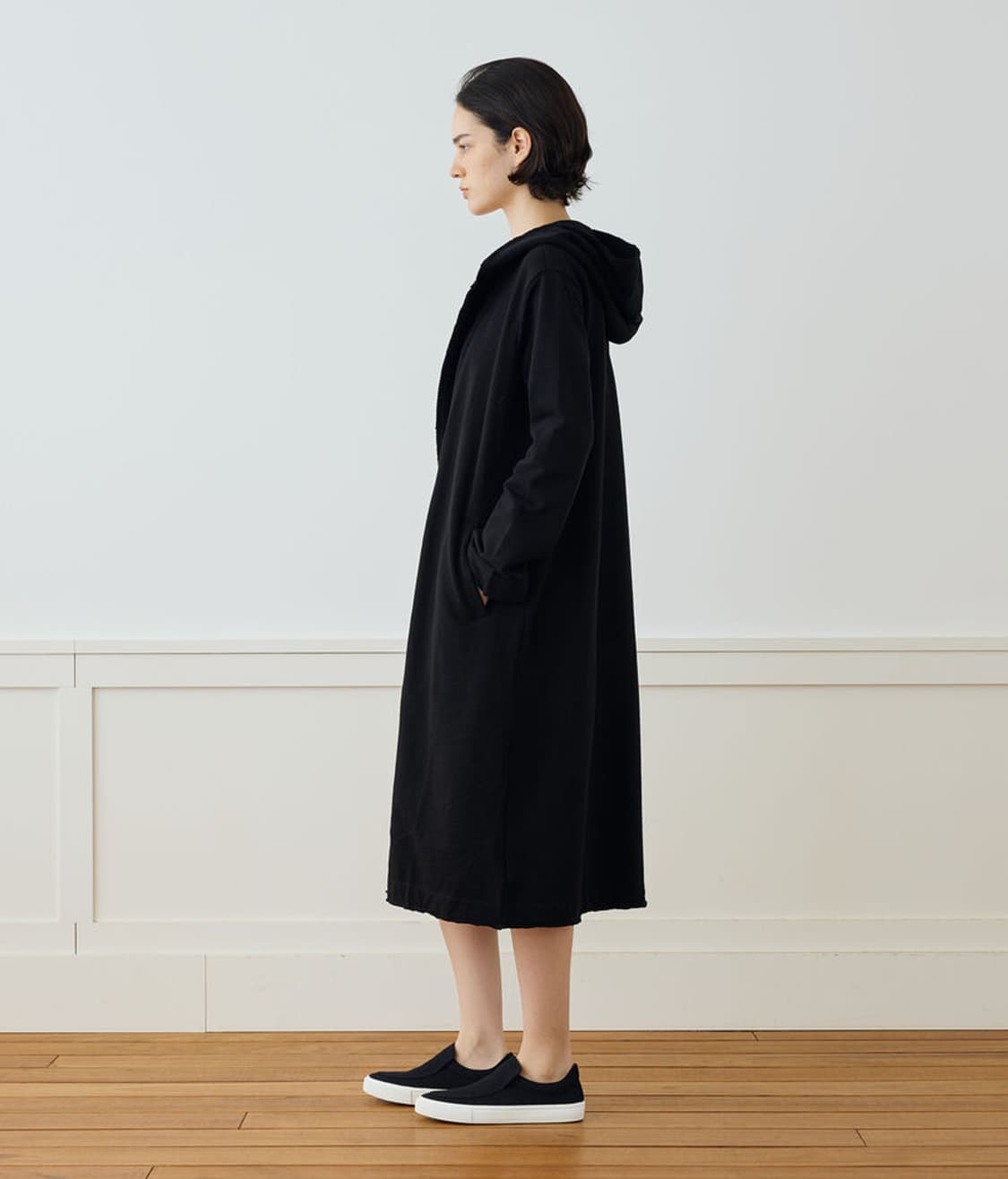 (정품/새상품) 제임스펄스 여성 블랙 프렌치 테리 후드 코트 상품이미지5