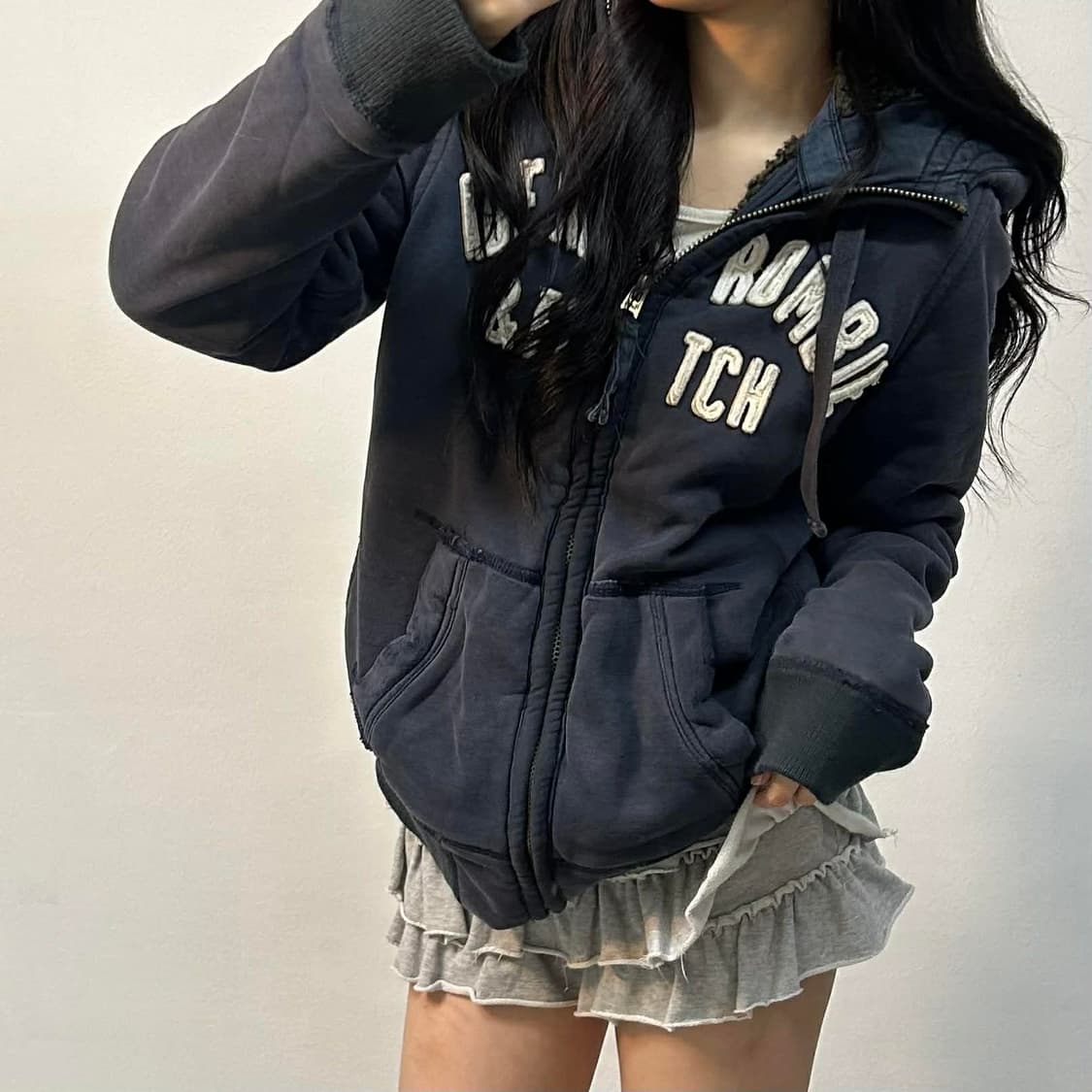 아베크롬비 y2k 울프죠 퍼 자켓 걸즈 대장급 후드집업 희귀져지(S) 상품이미지1