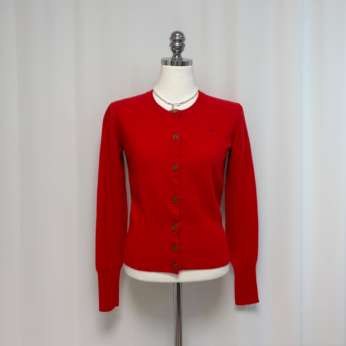 신상 비비안웨스트우드 베이직 울 가디건-레드 상품이미지6