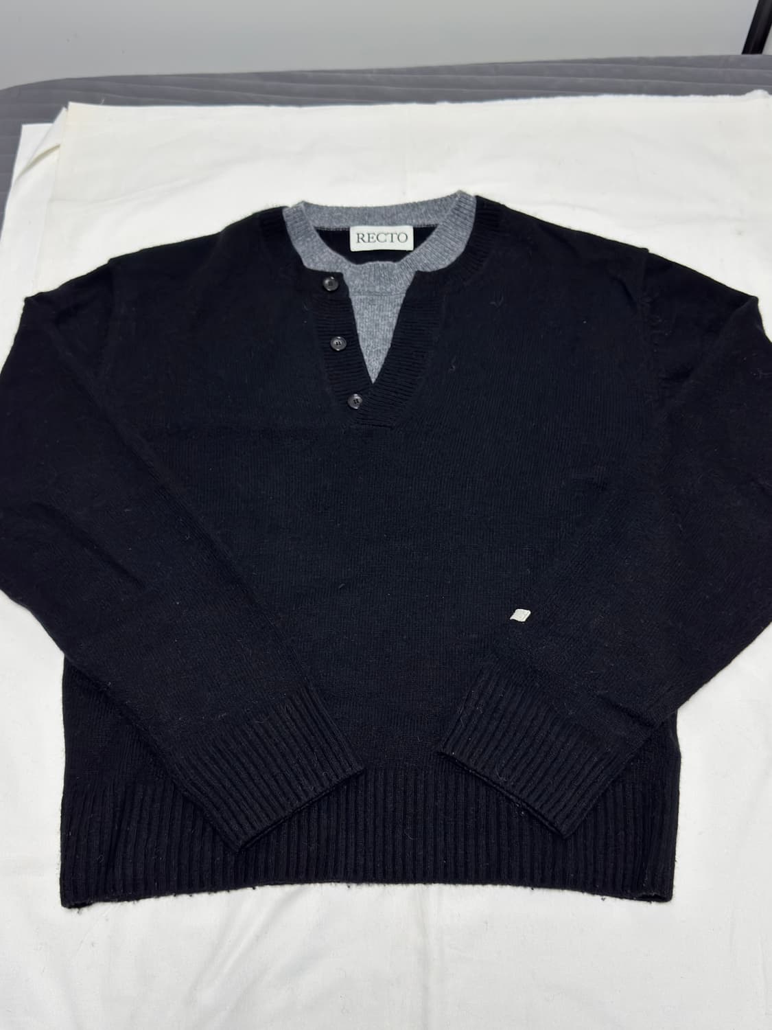 렉토 / 더블 레이어드 니트 (블랙) / M 상품이미지3