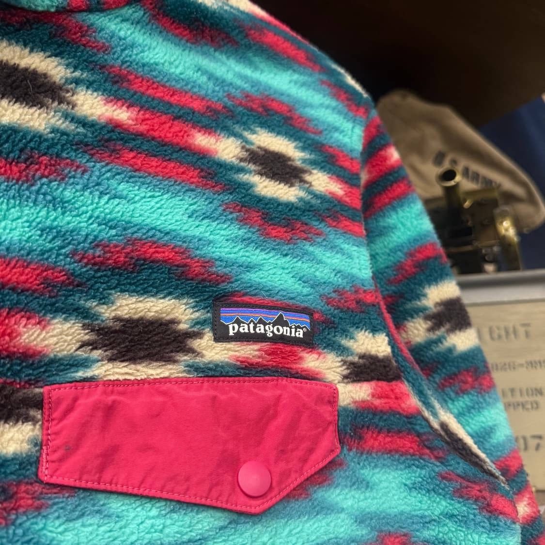 SP15 파타고니아 아즈텍 네이티브 패턴 풀오버 신칠라 플리스 아노락 상품이미지5