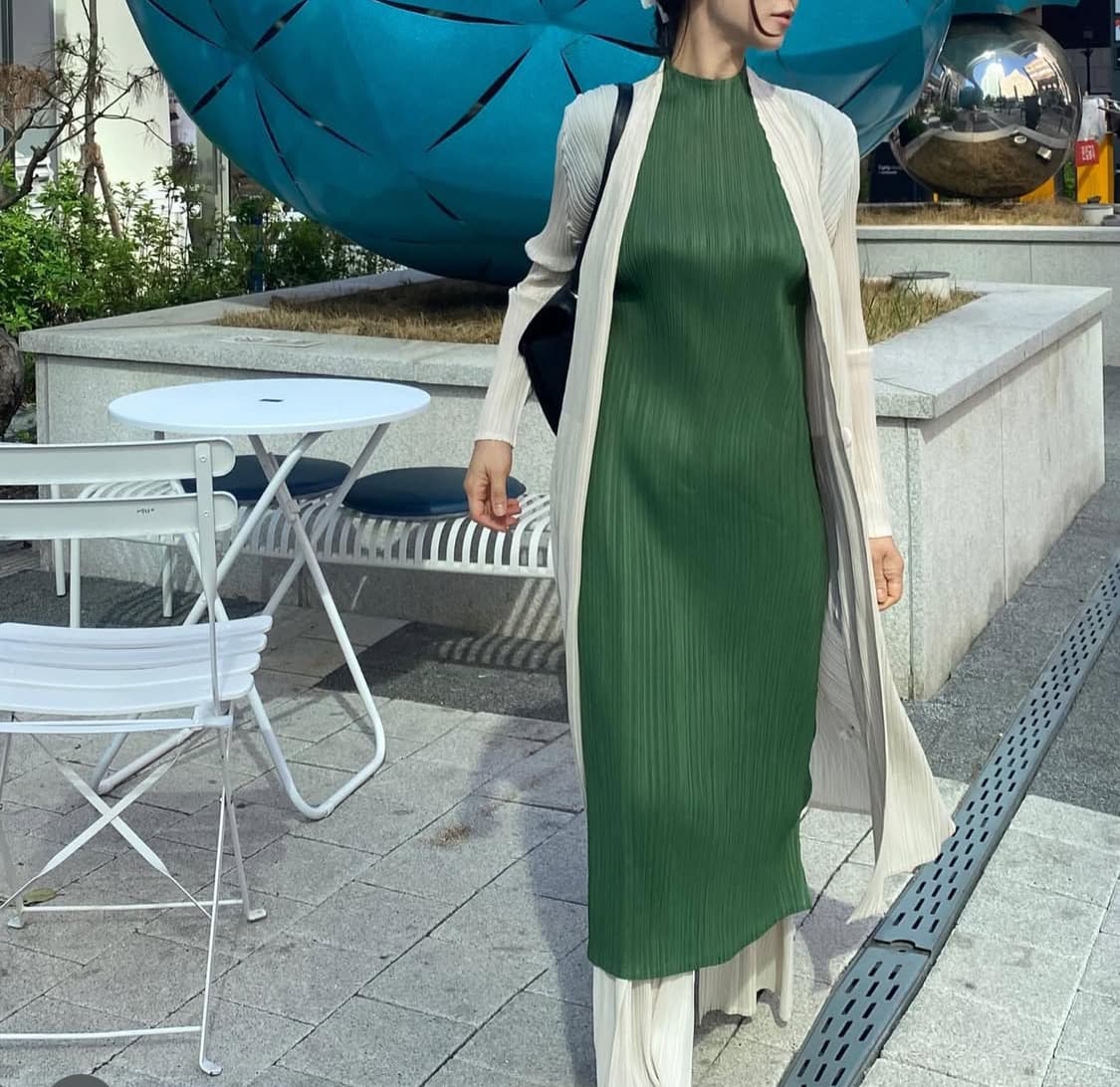 플리츠 펄 아이보리 롱 가디건 상품이미지1