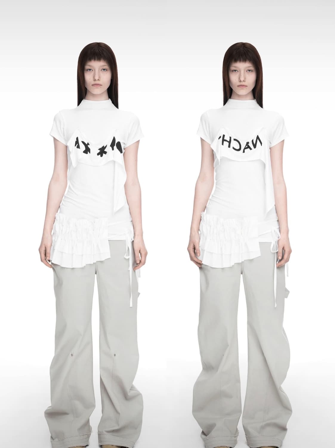 나체티셔츠 2-WAY PRINTED SLIM T-SHIRT IVORY 상품이미지2