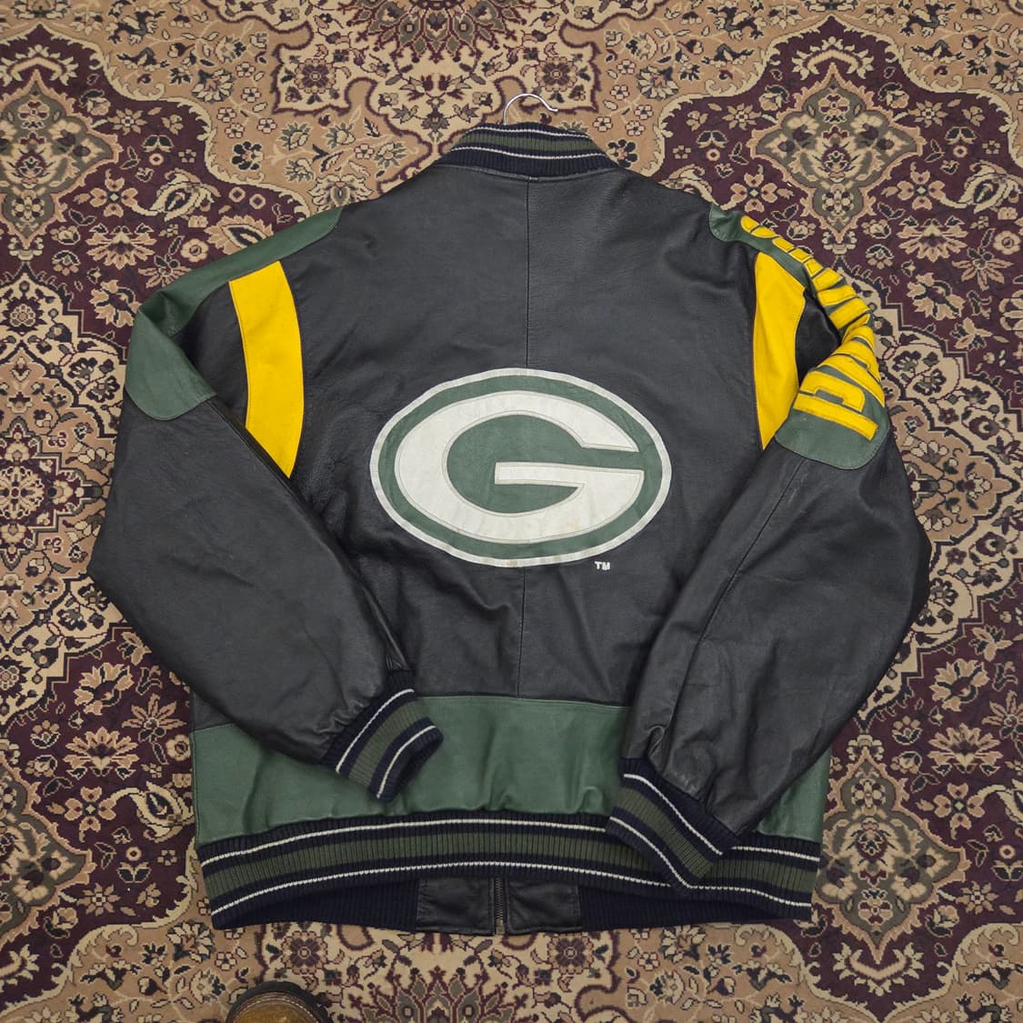 90s g3 그린베이 패커스 레더 바시티 자켓 가죽자켓 상품이미지2