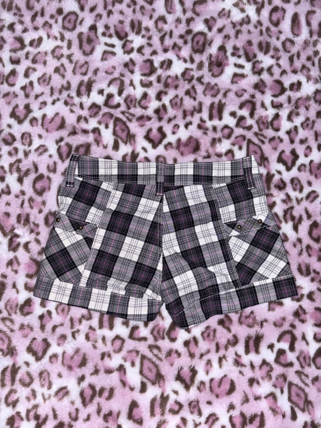 체크 핑크 그레이 숏팬츠 반바지 스터드 상품이미지3