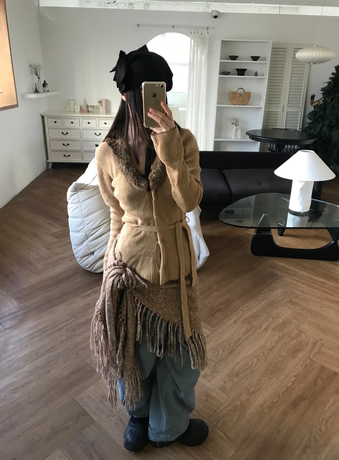 vintage beige fur cardigan 상품이미지1