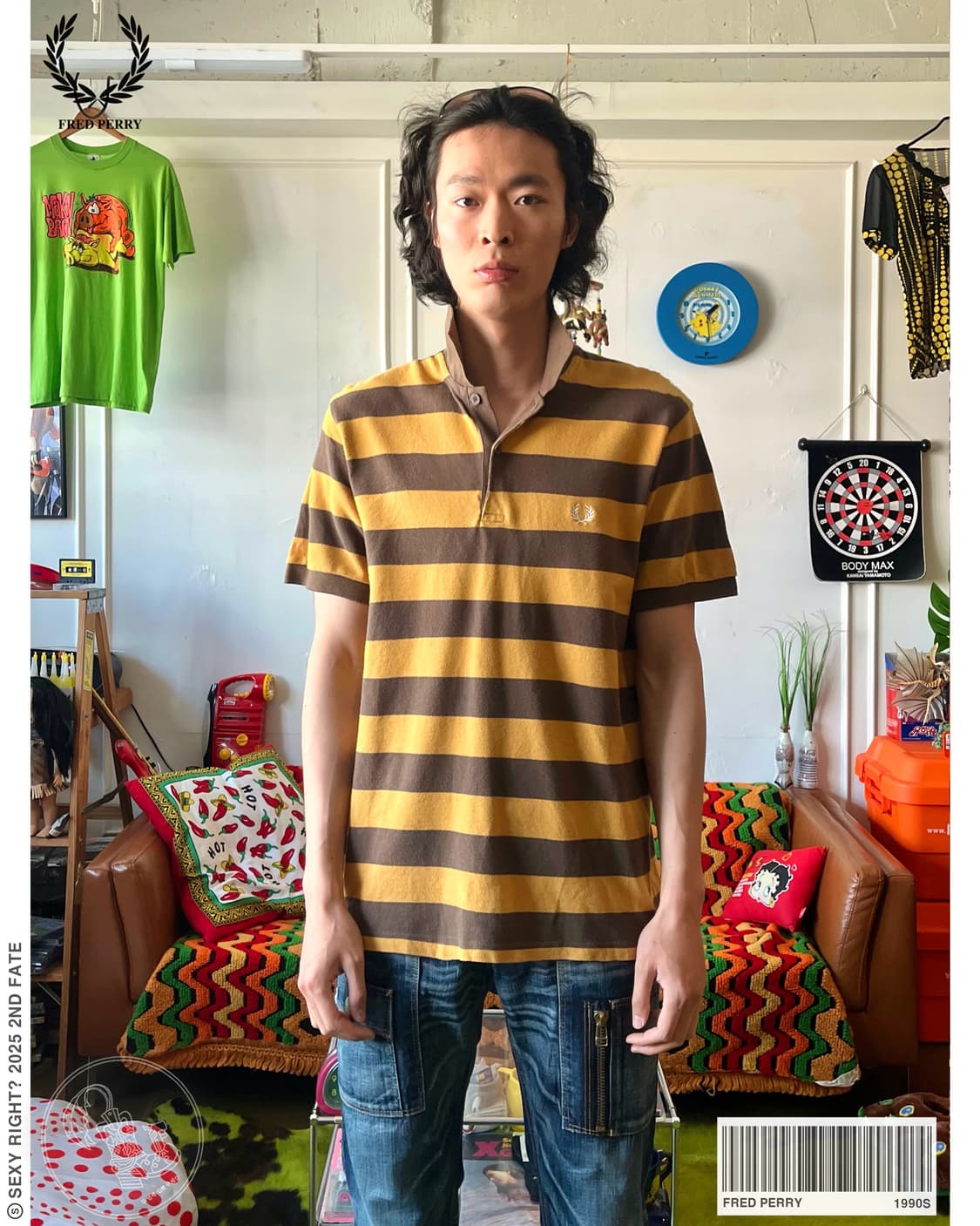 1990s FRED PERRY Old Stripe 1/2 PK-Shirt 상품이미지1