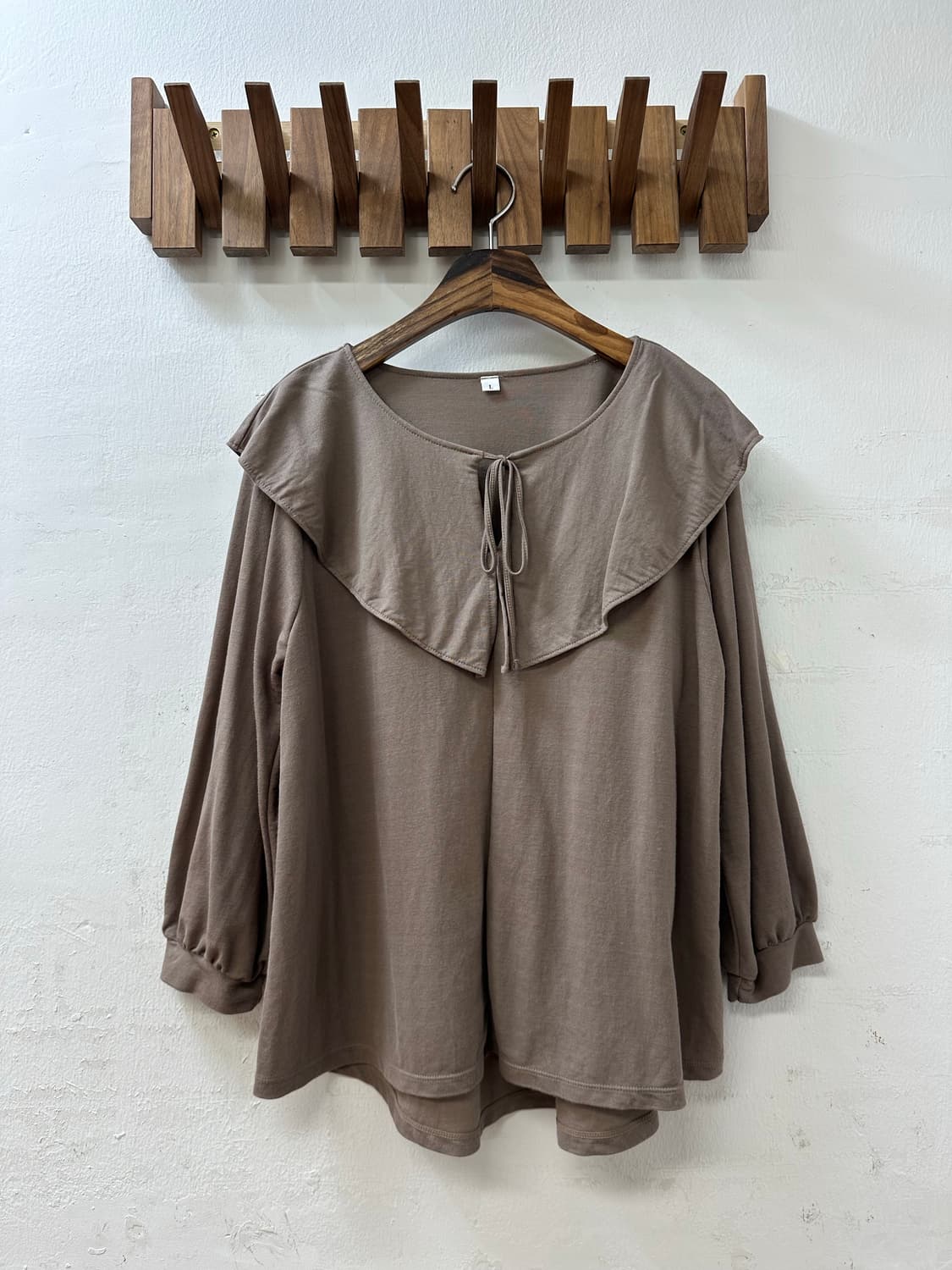 일본빈티지 브라운 세일러카라 루즈핏 리본 디테일 블라우스 상품이미지1