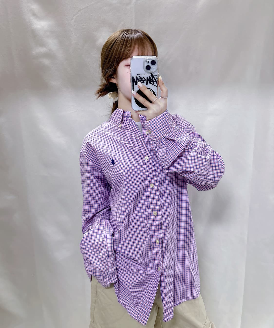 폴로 랄프로렌 네이비포니 멀티체크 셔츠  상품이미지1